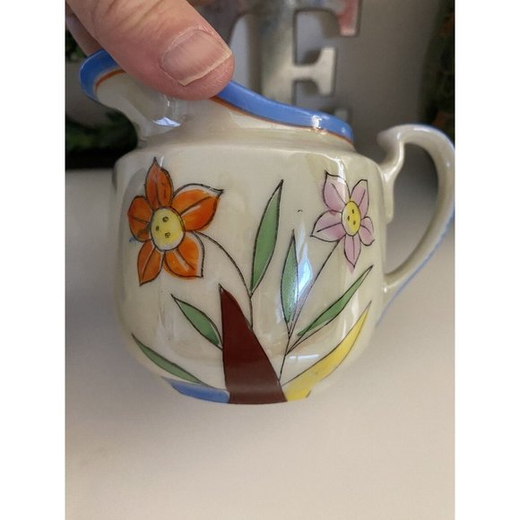 1950's Vintage Japanese Porcelain Lusterware 2 Piece Tea Set Floral Design Great - Picture 4 of 16